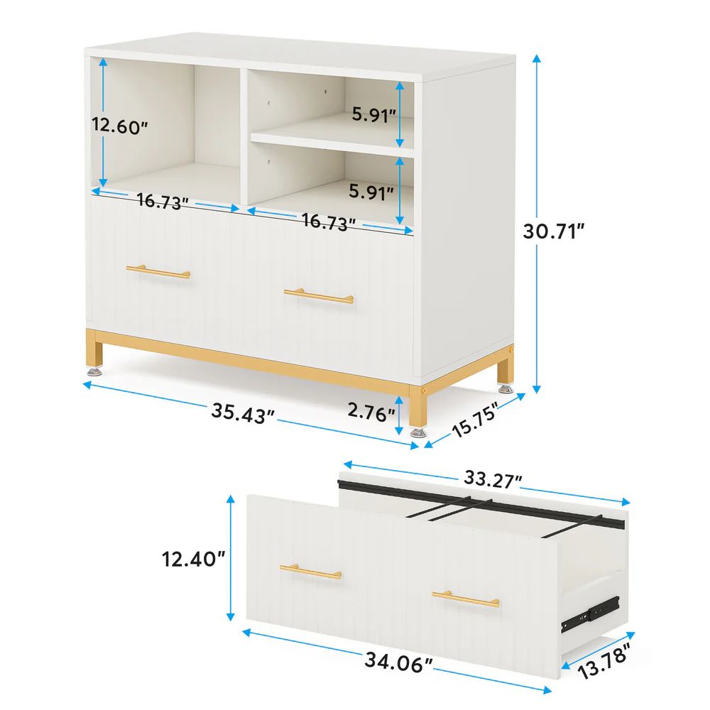 Versatile & Adjustable File Cabinet with Printer Stand and Storage