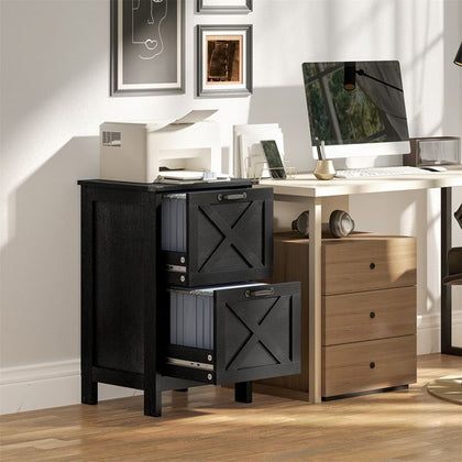 Distressed Barn Door Two-Drawer File Cabinet