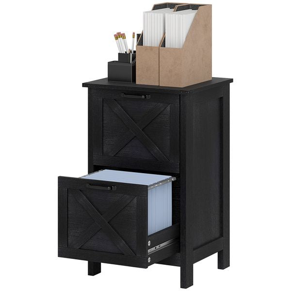 Distressed Barn Door Two-Drawer File Cabinet