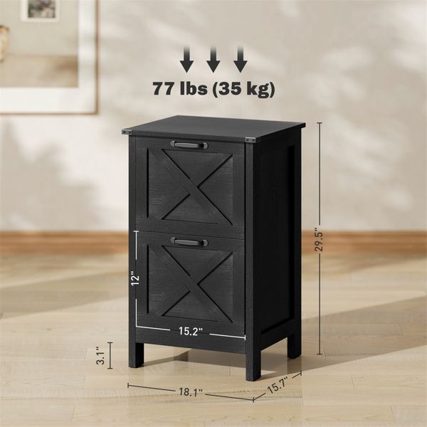 Distressed Barn Door Two-Drawer File Cabinet