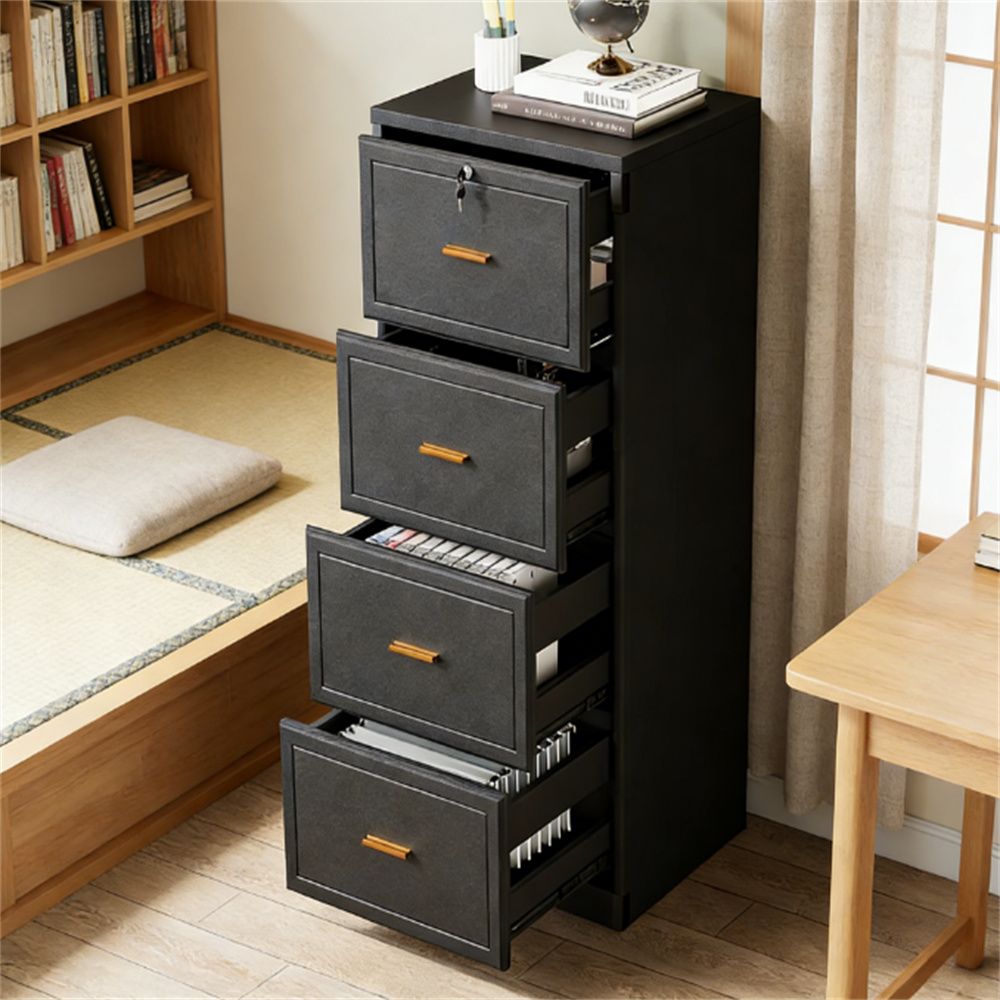 Slim Vertical File Cabinet with Locking Top Drawer