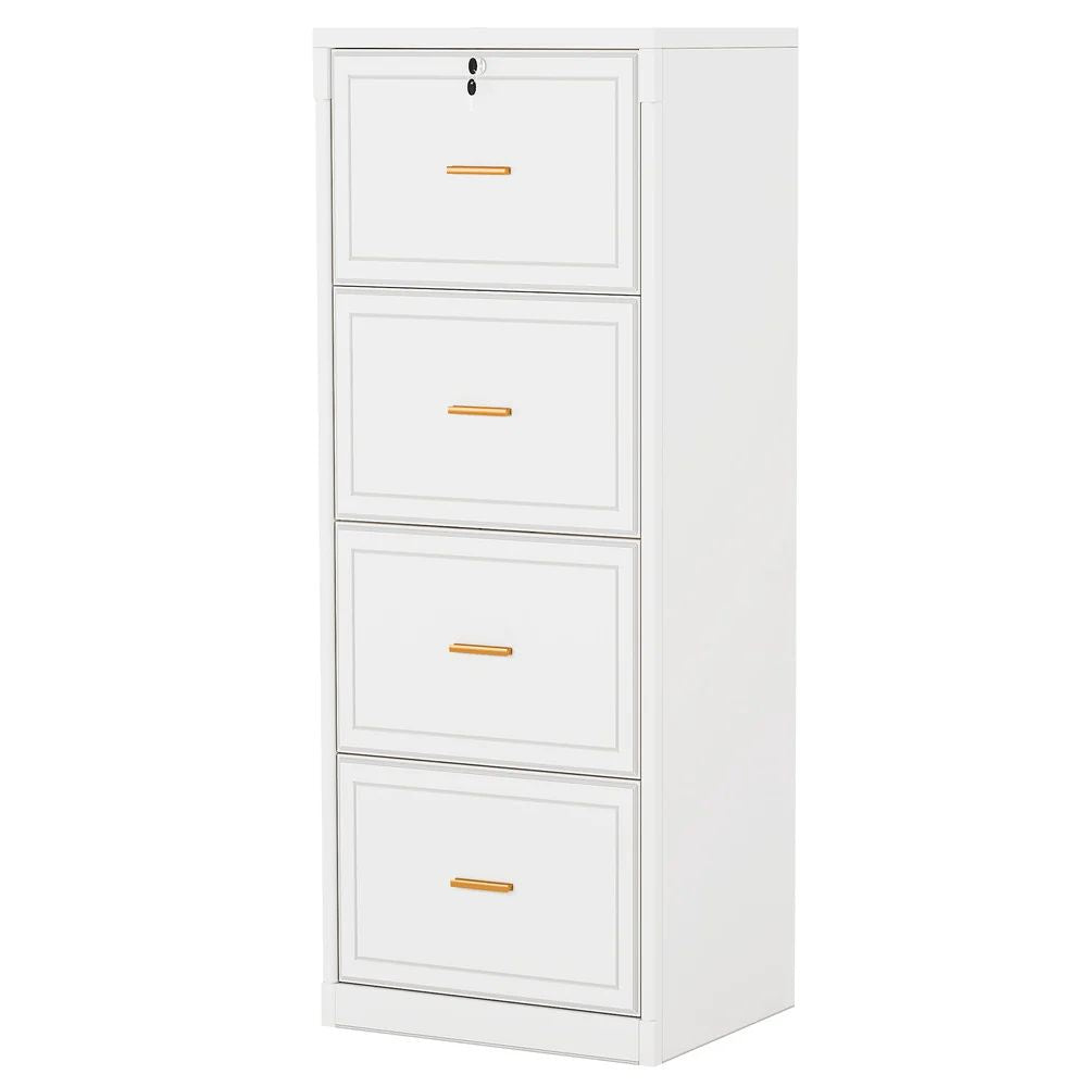 Slim Four-Drawer Vertical File Cabinet with Lock