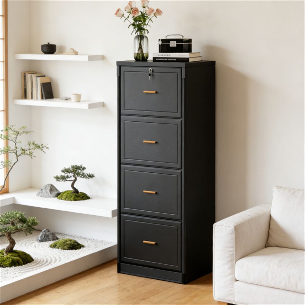 Slim Vertical File Cabinet with Locking Top Drawer