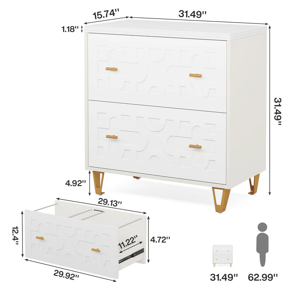 Modern Two-Drawer File Cabinet and Printer Stand
