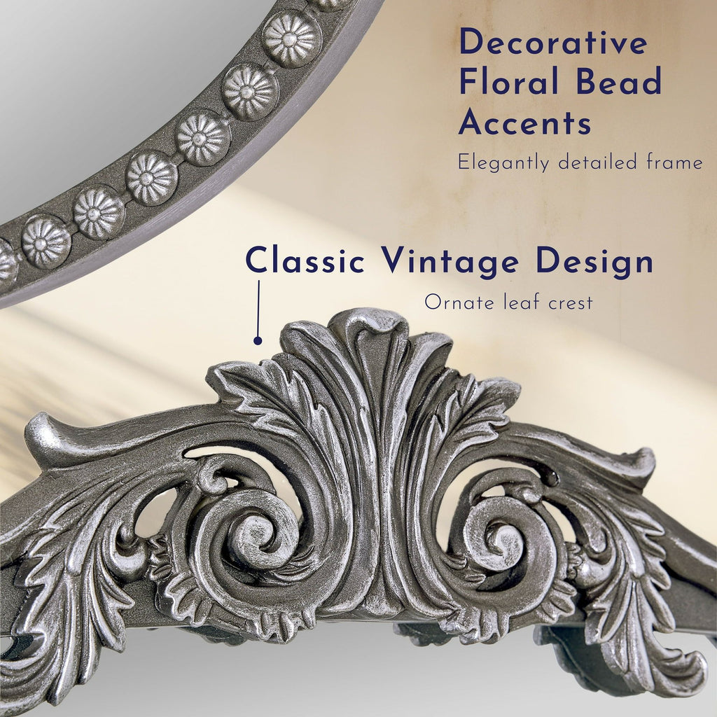 Filigree Black Arched Ornate Wall Mirror for Bathroom or Living Room