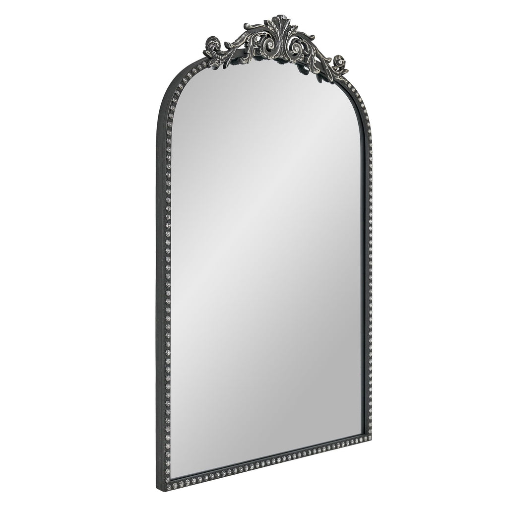 Filigree Black Arched Ornate Wall Mirror for Bathroom or Living Room