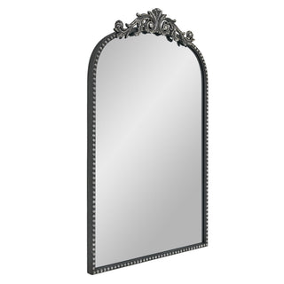 Filigree Black Arched Ornate Wall Mirror for Bathroom or Living Room