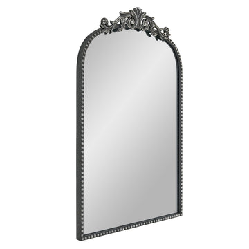 Filigree Black Arched Ornate Wall Mirror for Bathroom or Living Room