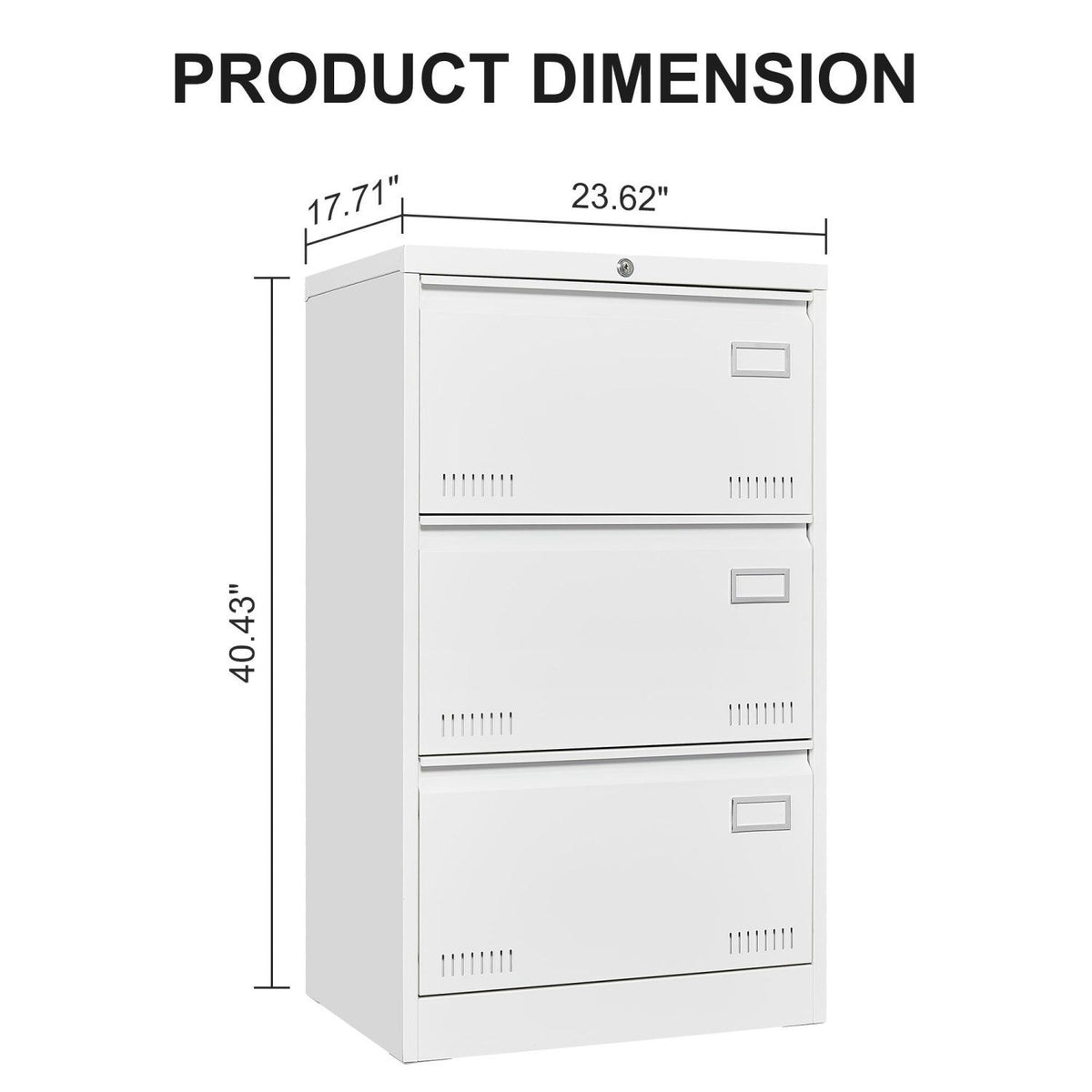 Three-Drawer Locking Lateral File Cabinet