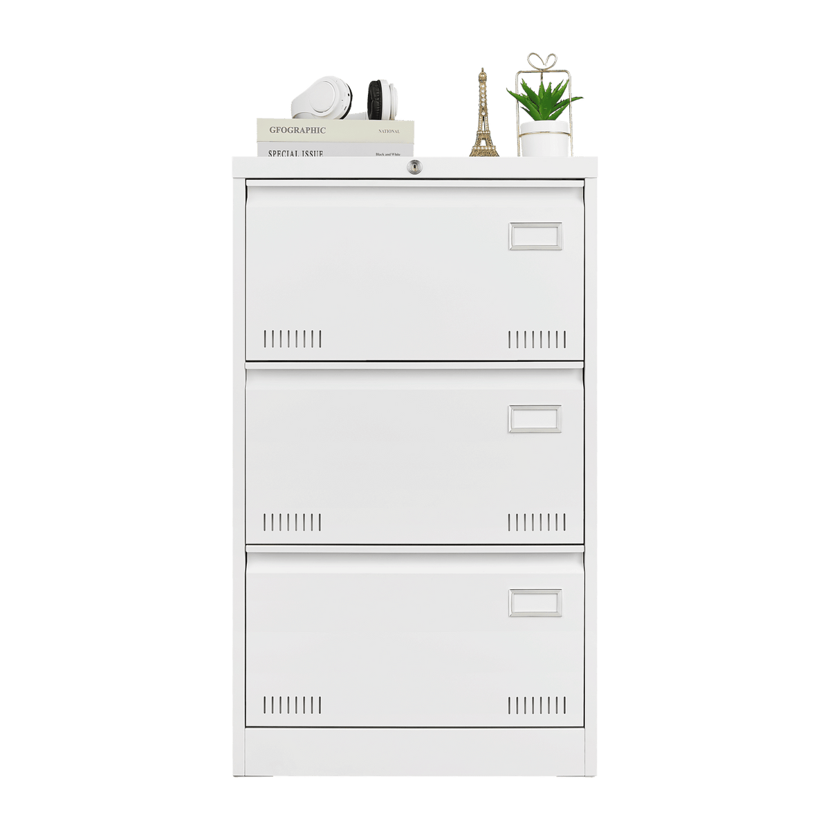 Three-Drawer Locking Lateral File Cabinet