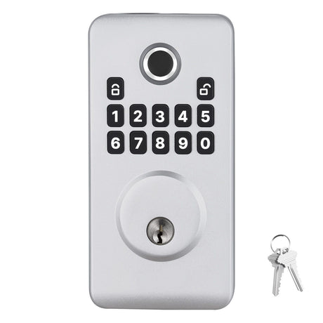 Fingerprint Keyless Entry Deadbolt with Auto-Lock and Anti-Peep Mode - Silver