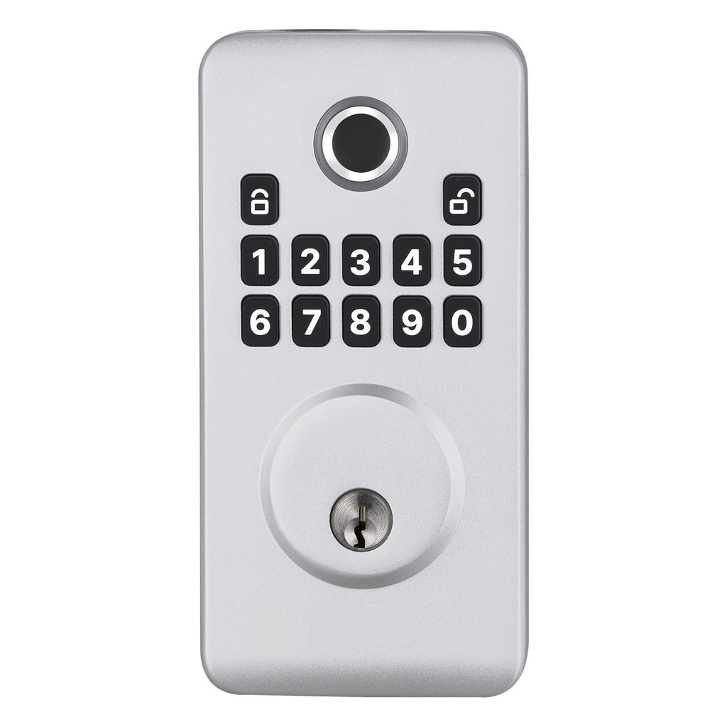 Fingerprint Keyless Entry Deadbolt with Auto-Lock and Anti-Peep Mode - Silver