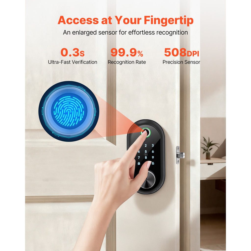 Keyless Fingerprint Door Lock with Touchscreen and Auto-Lock