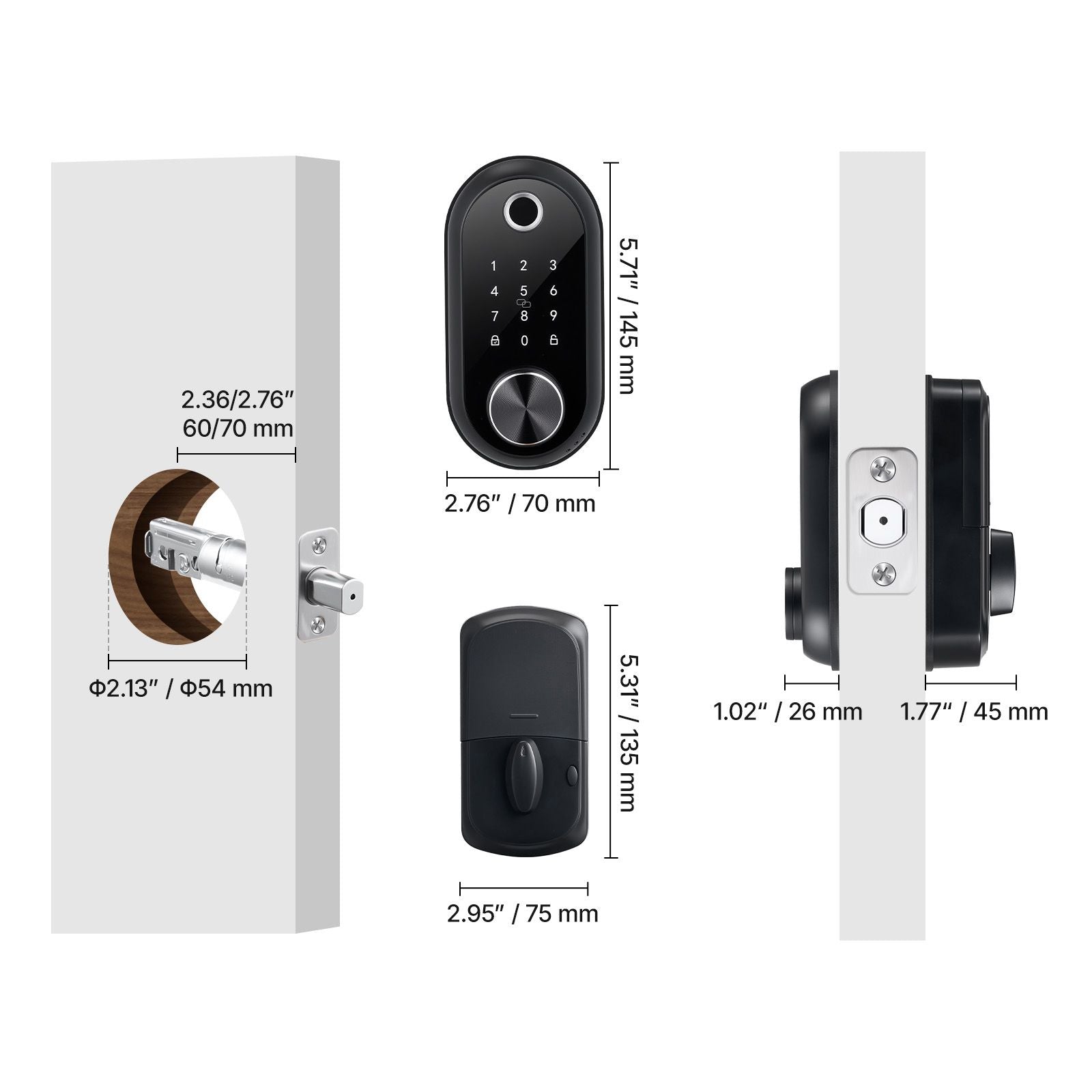 Keyless Fingerprint Door Lock with Touchscreen and Auto-Lock