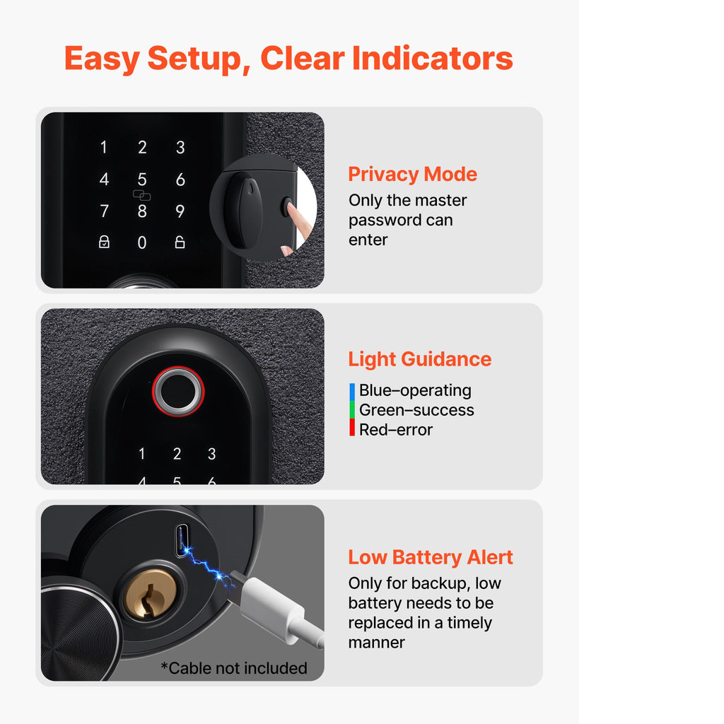 Keyless Fingerprint Door Lock with Touchscreen and Auto-Lock