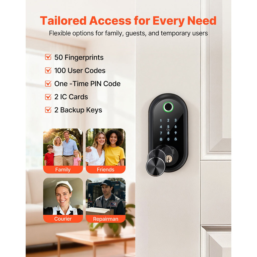 Keyless Fingerprint Door Lock with Touchscreen and Auto-Lock