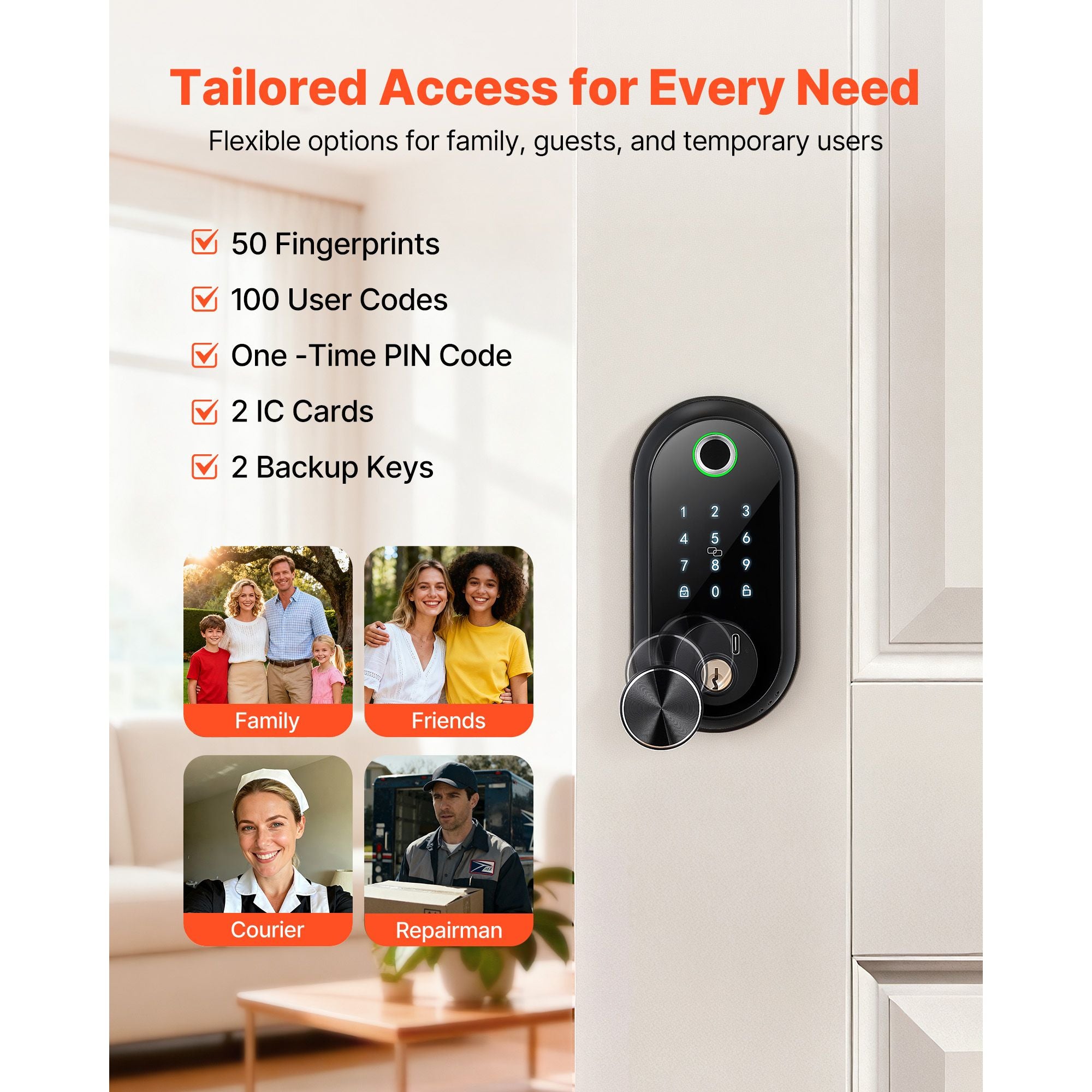 Keyless Fingerprint Door Lock with Touchscreen and Auto-Lock