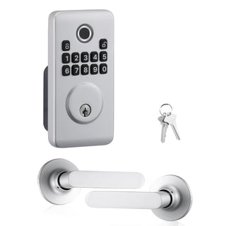 Silver Fingerprint Keyless Deadbolt and Handle Set