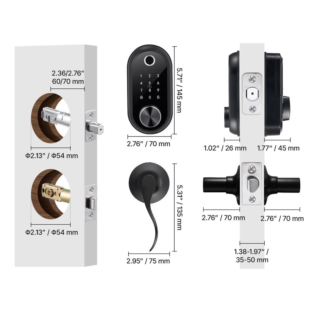 Fingerprint Door Lock Set – Keyless Entry with Auto-Lock and Anti-Peeking