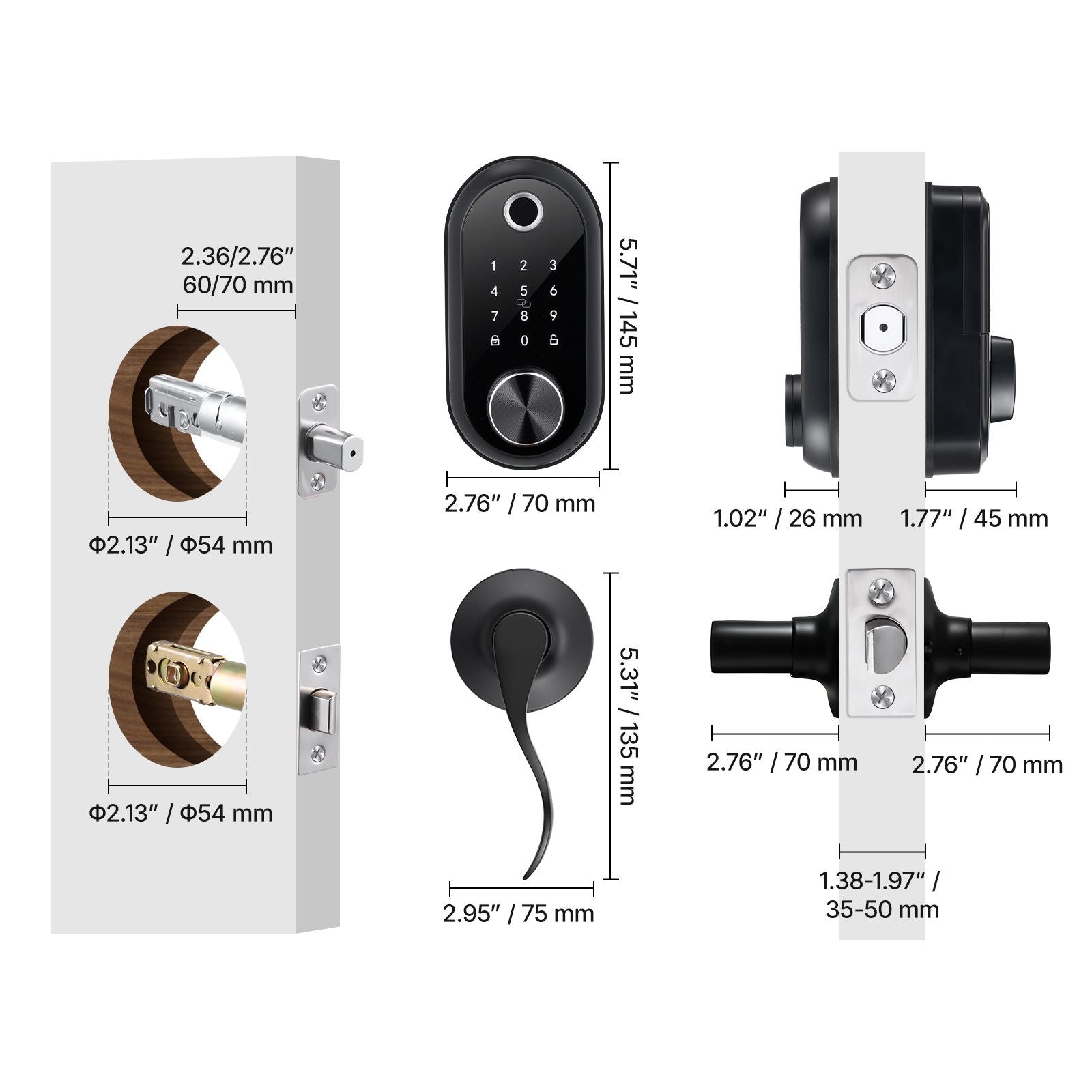 Fingerprint Door Lock Set – Keyless Entry with Auto-Lock and Anti-Peeking