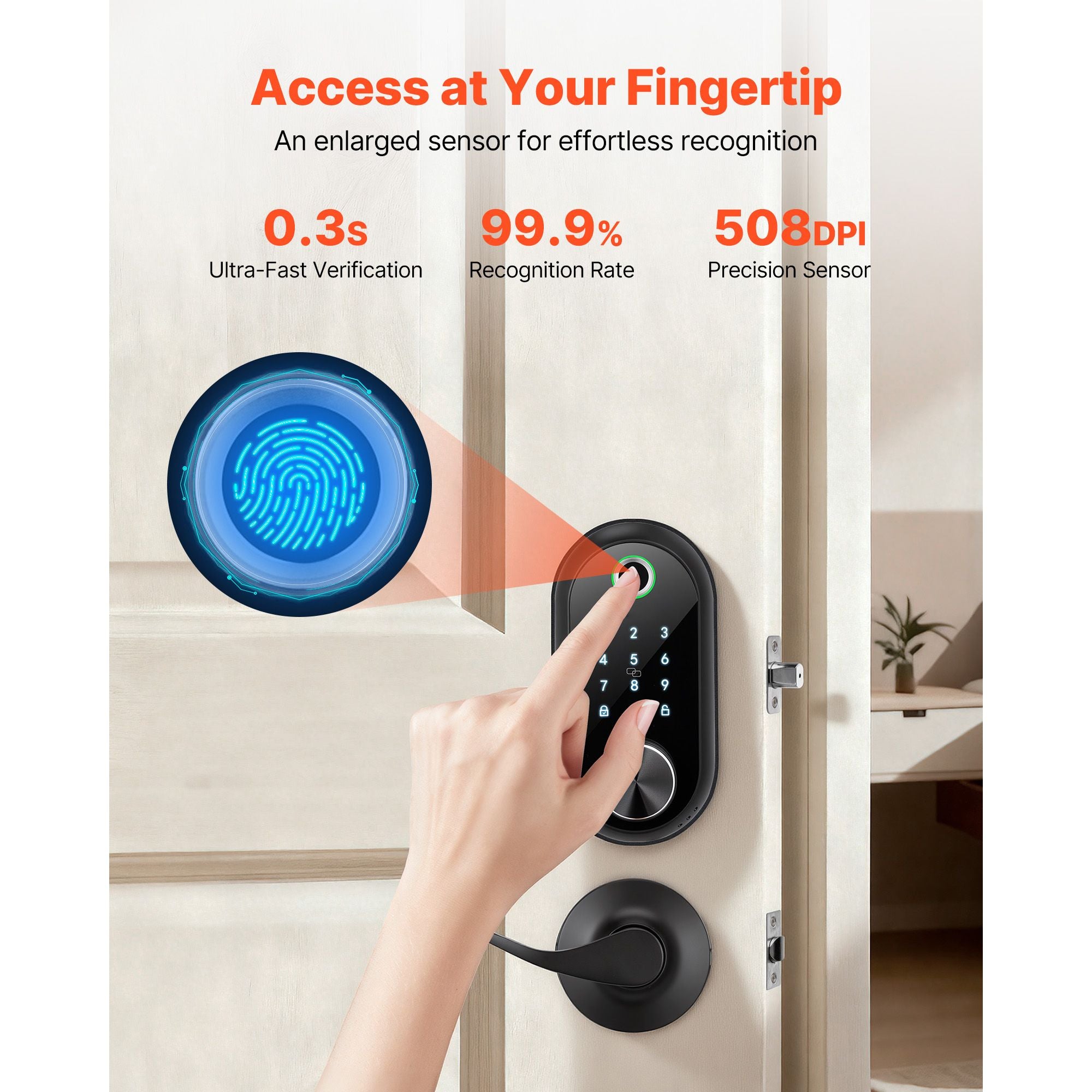 Fingerprint Door Lock Set – Keyless Entry with Auto-Lock and Anti-Peeking