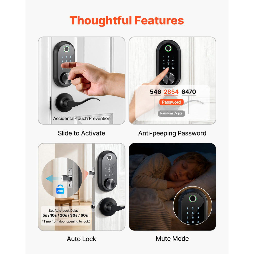Fingerprint Door Lock Set – Keyless Entry with Auto-Lock and Anti-Peeking