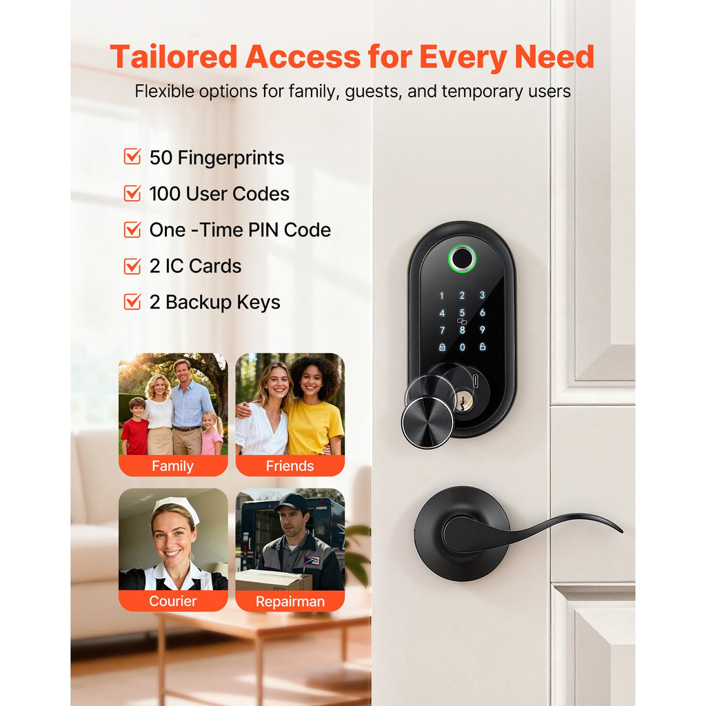 Fingerprint Door Lock Set – Keyless Entry with Auto-Lock and Anti-Peeking