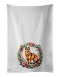 White Kitchen Towel Set of 2 with Artistic Design