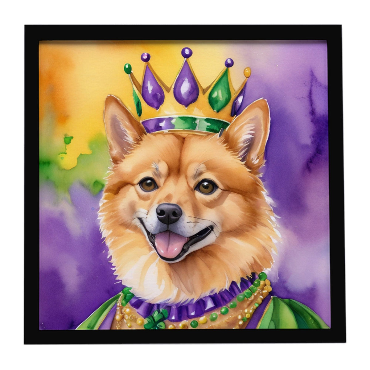 Finnish Spitz King of Mardi Gras Framed Wall Art
