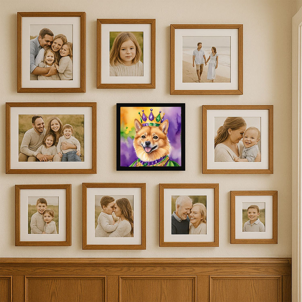 Finnish Spitz King of Mardi Gras Framed Wall Art
