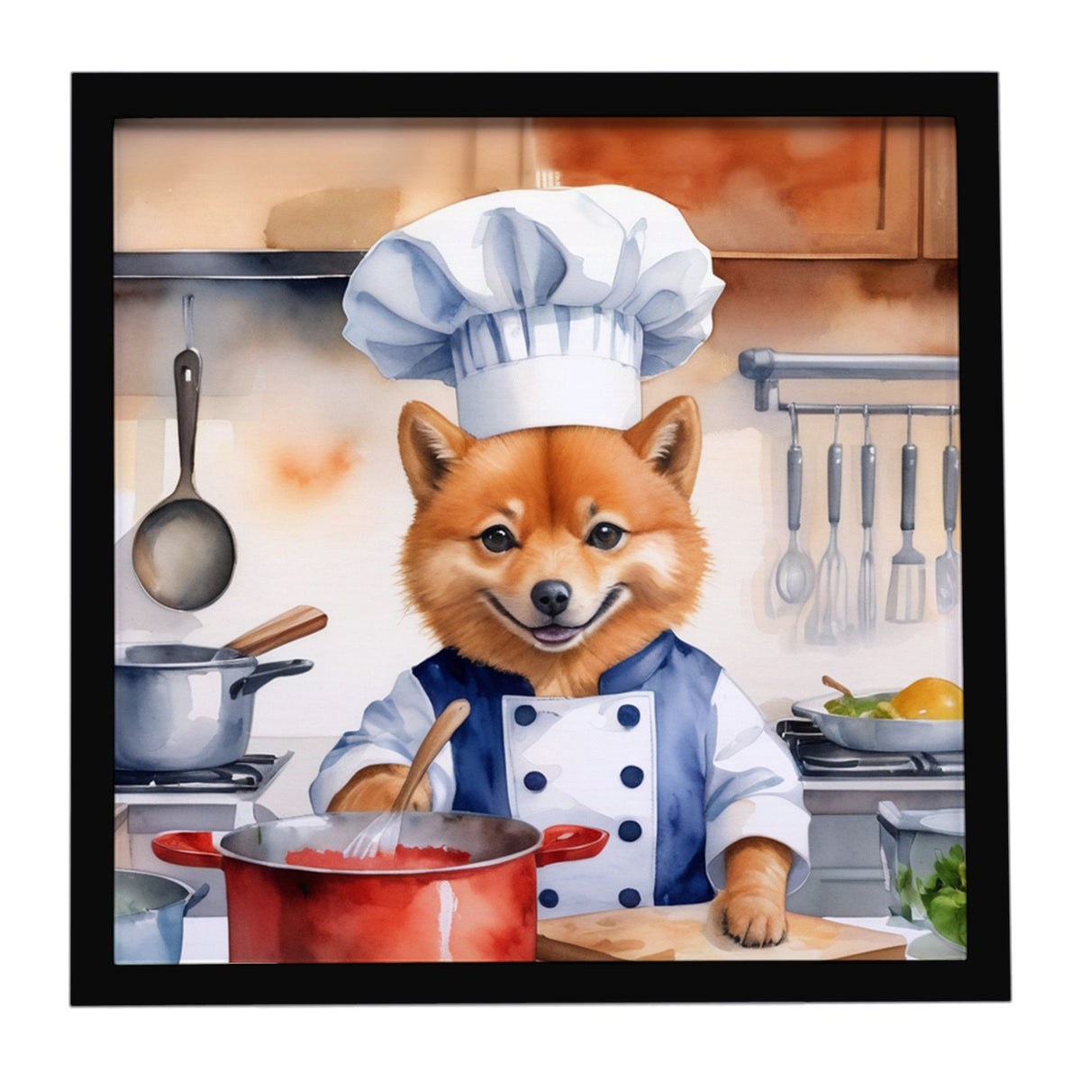 Finnish Spitz The Chef Framed Wall Art