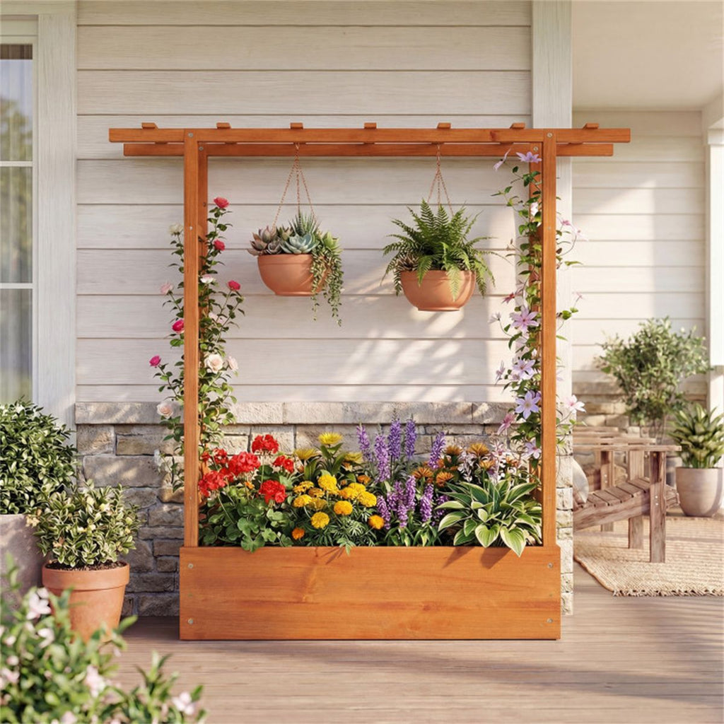 Raised Garden Bed with Side Trellises