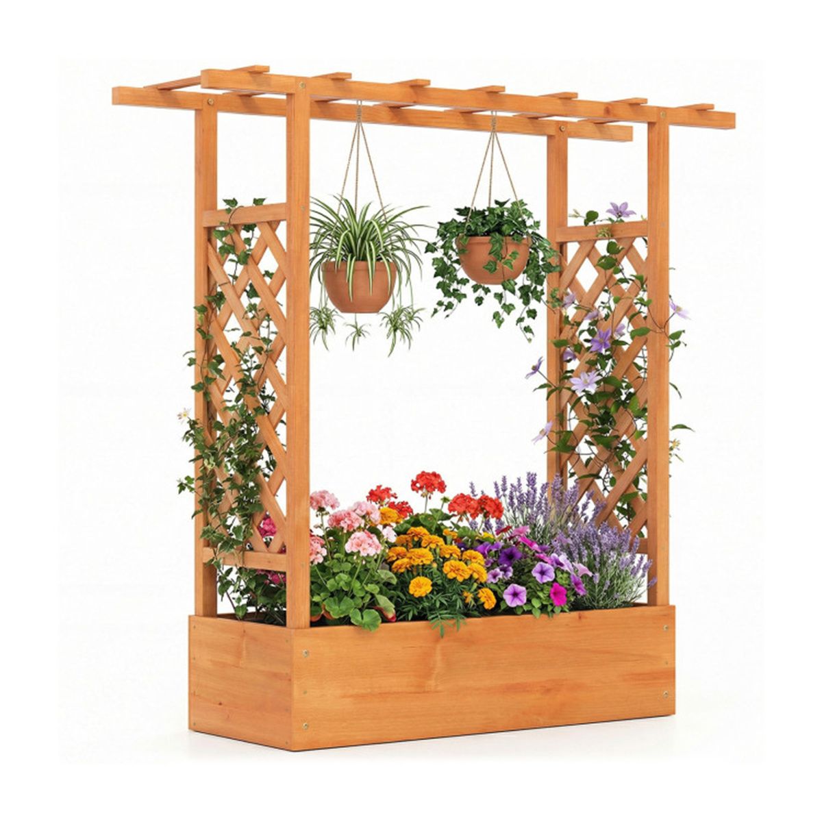 Raised Garden Bed with Side Trellises