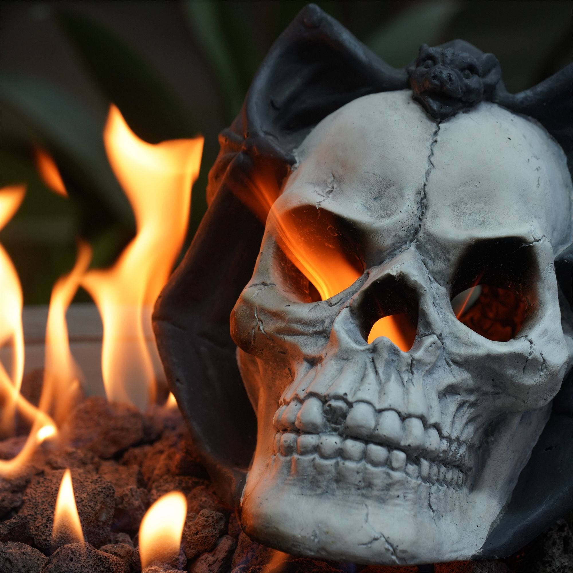 Realistic Demon Skull Gas Log for Fire Pits & Fireplaces