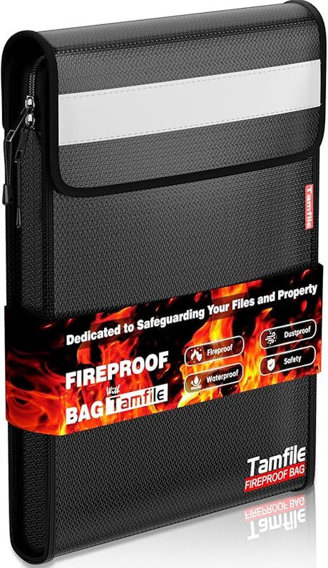 Fireproof Document Bag with Zipper and 2 Pockets for Legal Size Papers