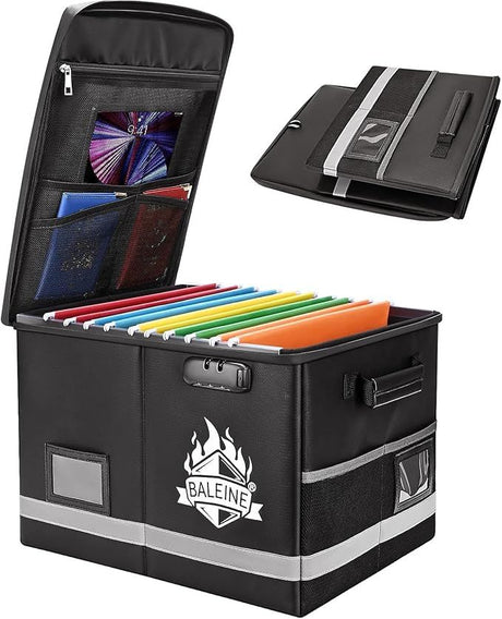 Fireproof Document Box with Secure Combination Lock and water-ready Protection