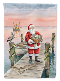 Fishing Santa Claus with Oysters Christmas Garden Flag - Decorative Outdoor Yard Banner