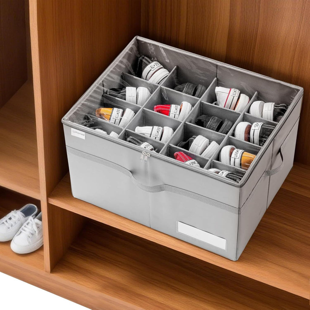 Clear Foldable Shoe Storage Organizer with Dividers