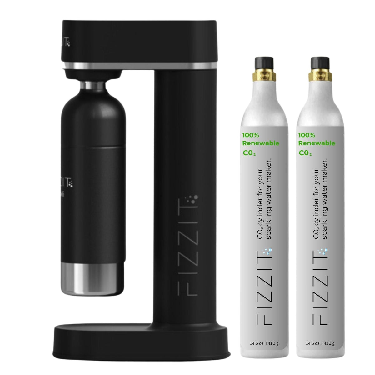 FIZZIT™ Spärklï Carbonated Water Soda Maker – everyday Sparkling Water at Home - Black / 2 Pack