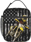 Flag Motorcycle Insulated Reusable Lunch Bag