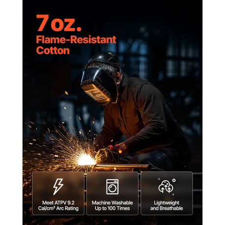 Machine-Washable Welding Jacket with Utility Pockets