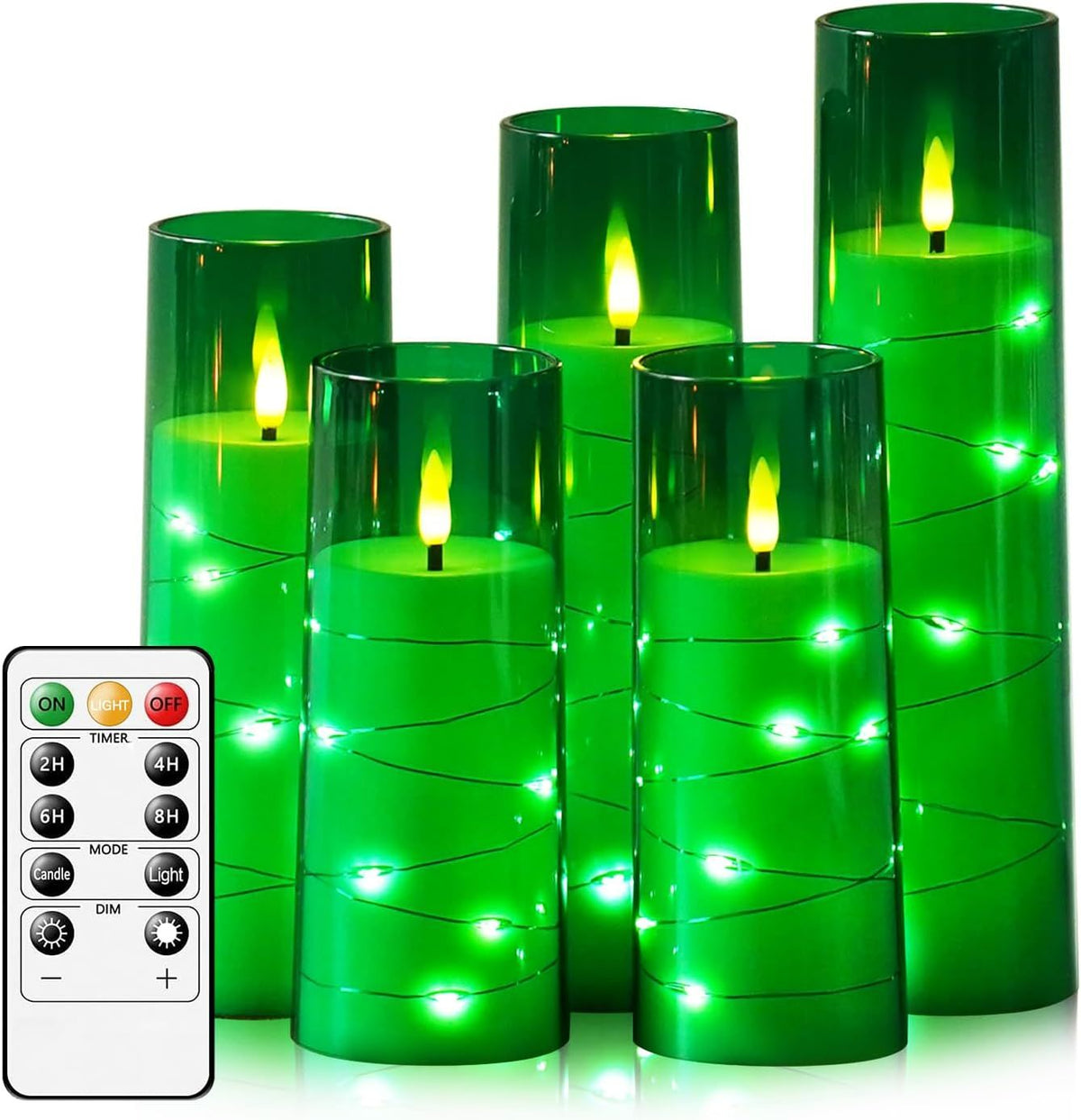Green Star-String Flameless LED Candle Set