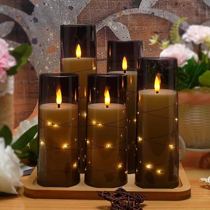 Five-Piece Flickering LED Candle Set with Timer