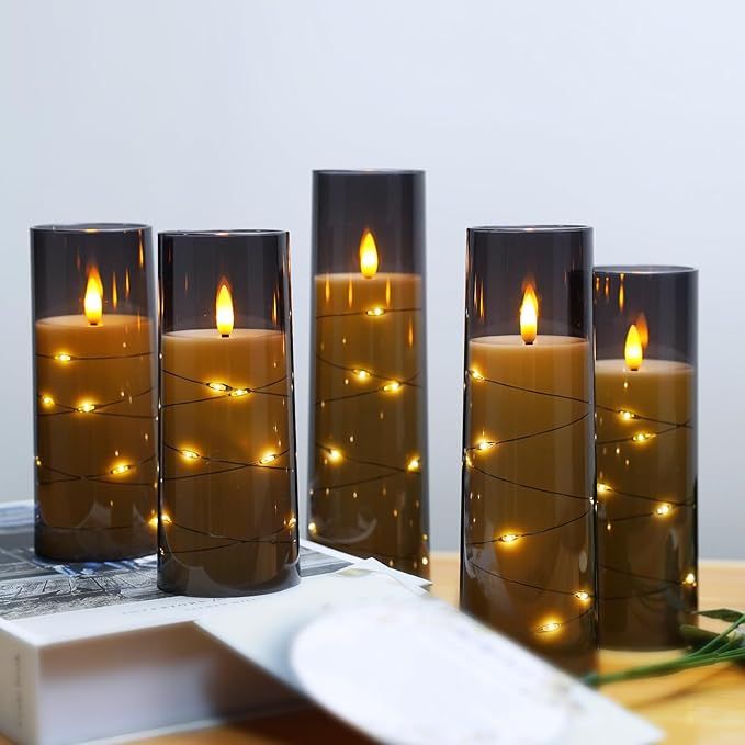 Five-Piece Flickering LED Candle Set with Timer