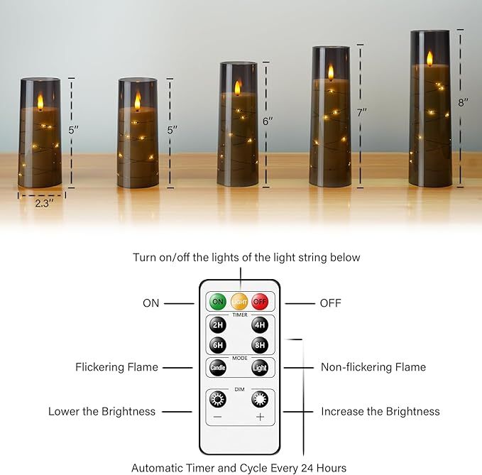Five-Piece Flickering LED Candle Set with Timer