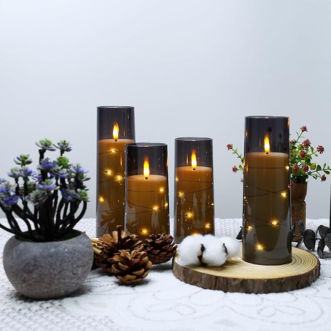 Five-Piece Flickering LED Candle Set with Timer