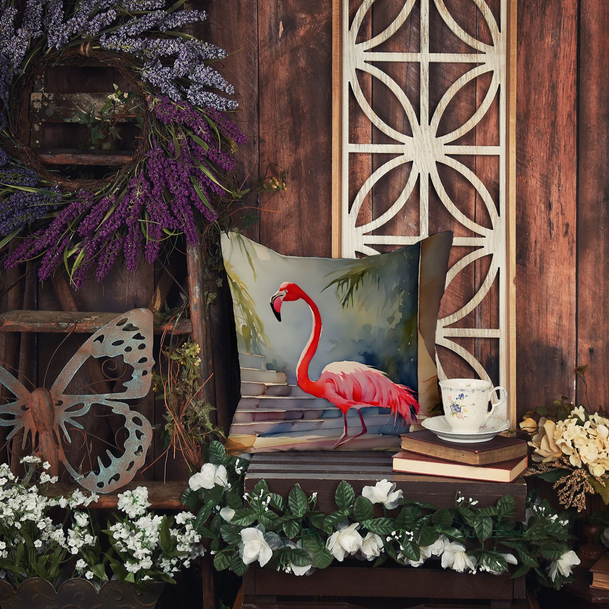 Flamingo Artwork Indoor-Outdoor Throw Pillow