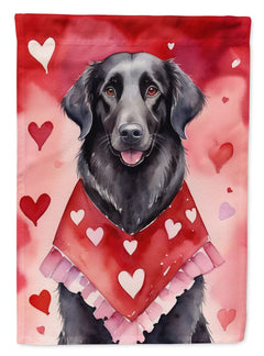 Flat-Coated Retriever My Valentine Garden Flag Mailbox Flag Decorative Yard Flag Banner Outside Pati