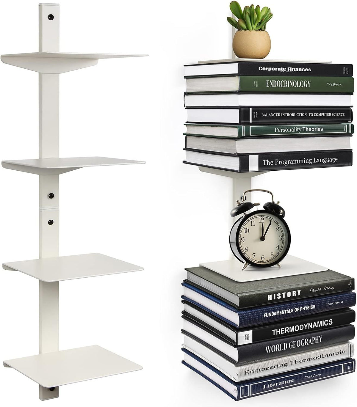 Floating Wall Book Shelves That Display Spines in a Vertical Tower