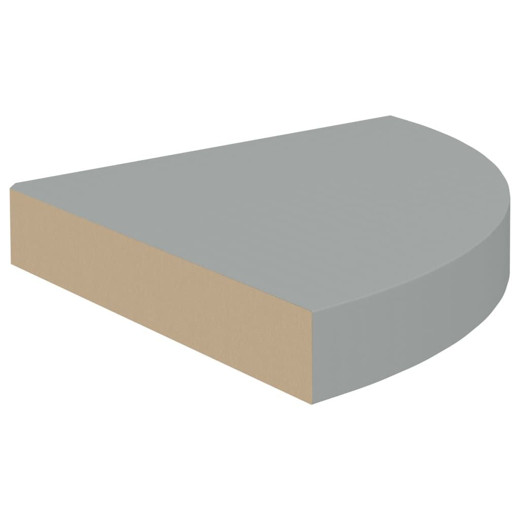 Gray Floating Corner Shelves 2-Pack for Display and Storage